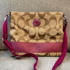 Coach Brown and Pink Large Crossbody Bag